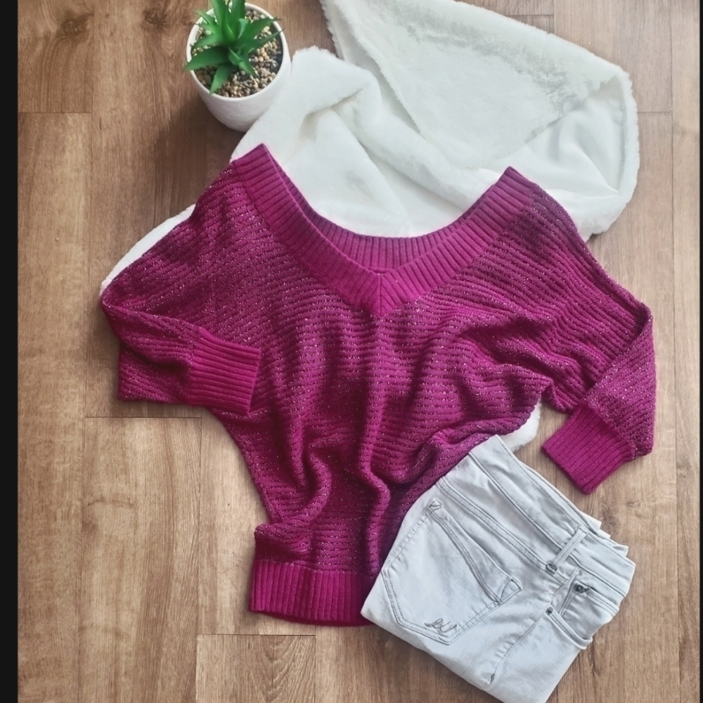 Express Dolman Sleeved Open Knit V-neck Women's Sweater Top - Size Small (EUC)